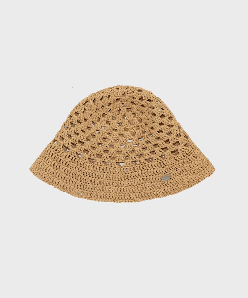 Seullouseulloulli Cappello a Secchiello in Rafia Uncinetto Fatto a Mano Frutta _ Beige Naturale