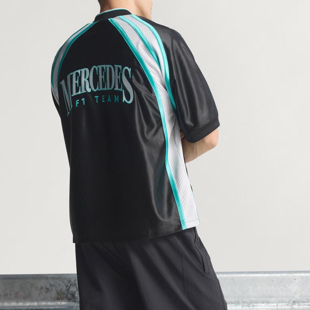 adidas Mercedes - Amg Fw25 Motorsport Petronas Formula One Team Las Vegas Knitted Loose Fit Zip Short Sleeve Baseball Shirt Men Tops KG4743