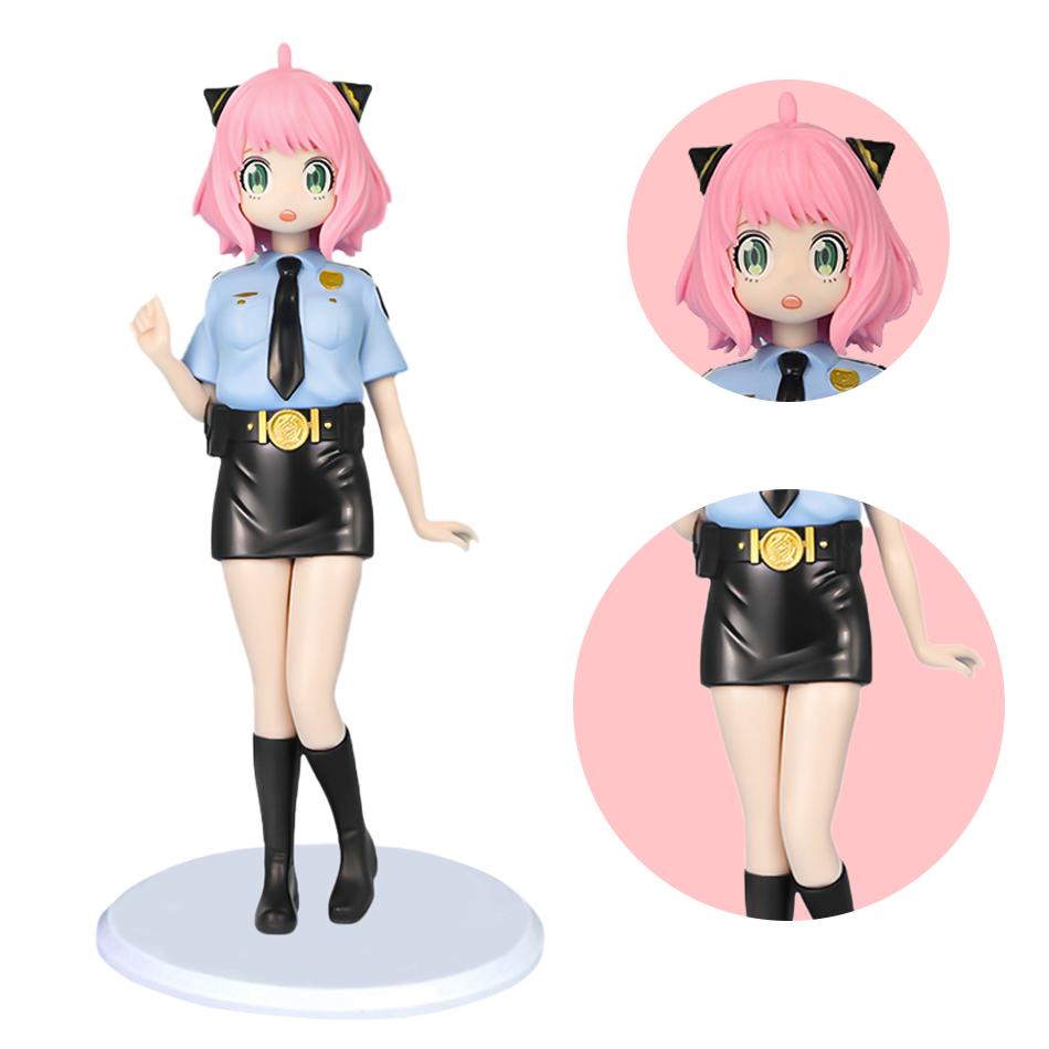 19cm Spy × Family Action Figure Police Uniform Anja Cosplay Doll Anime Cute Girl Doll PVC Model Toy Tabletop Decoration Gift