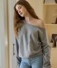 Letter From Moon Edin Off-Shoulder Sweatshirt (Melange Grey)