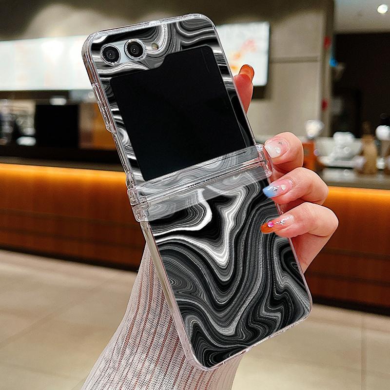 Marble Pattern Case For Samsung Galaxy Z Flip7 Flip6 Flip5 5G Hard PC Clear Folding Phone Cover For Galaxy Z Flip 7 5 4 6 3 5G