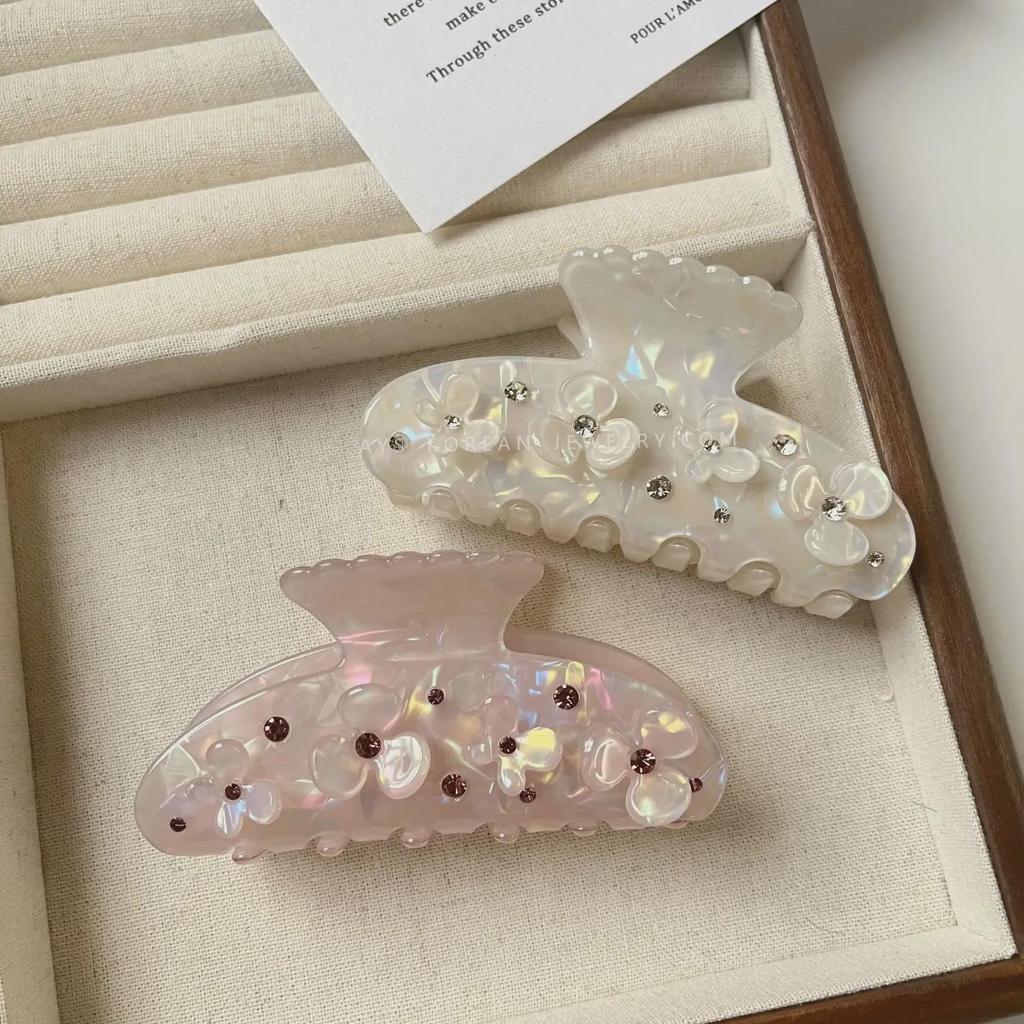 Aiyisi Korean Forest Style Rhinestone Flower Hair Clip - Creative Sweet Girl Shark Clip.