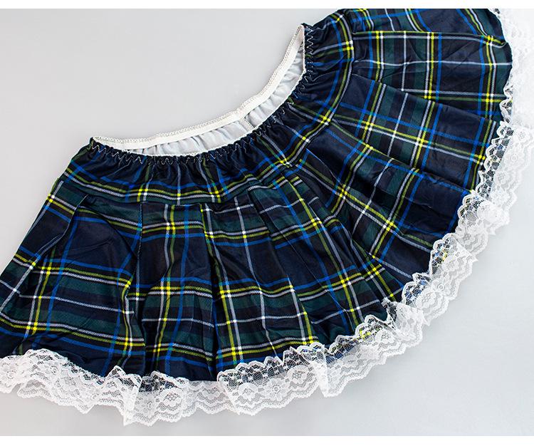 Lussurioso Set Lingerie Uniforme JK con Lacci, Top Aperto Davanti e Minigonna
