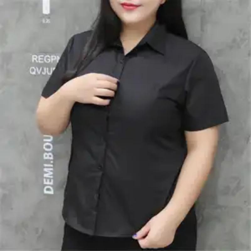 Women's Plus Size White Short Sleeve Button Down Blouse For Work