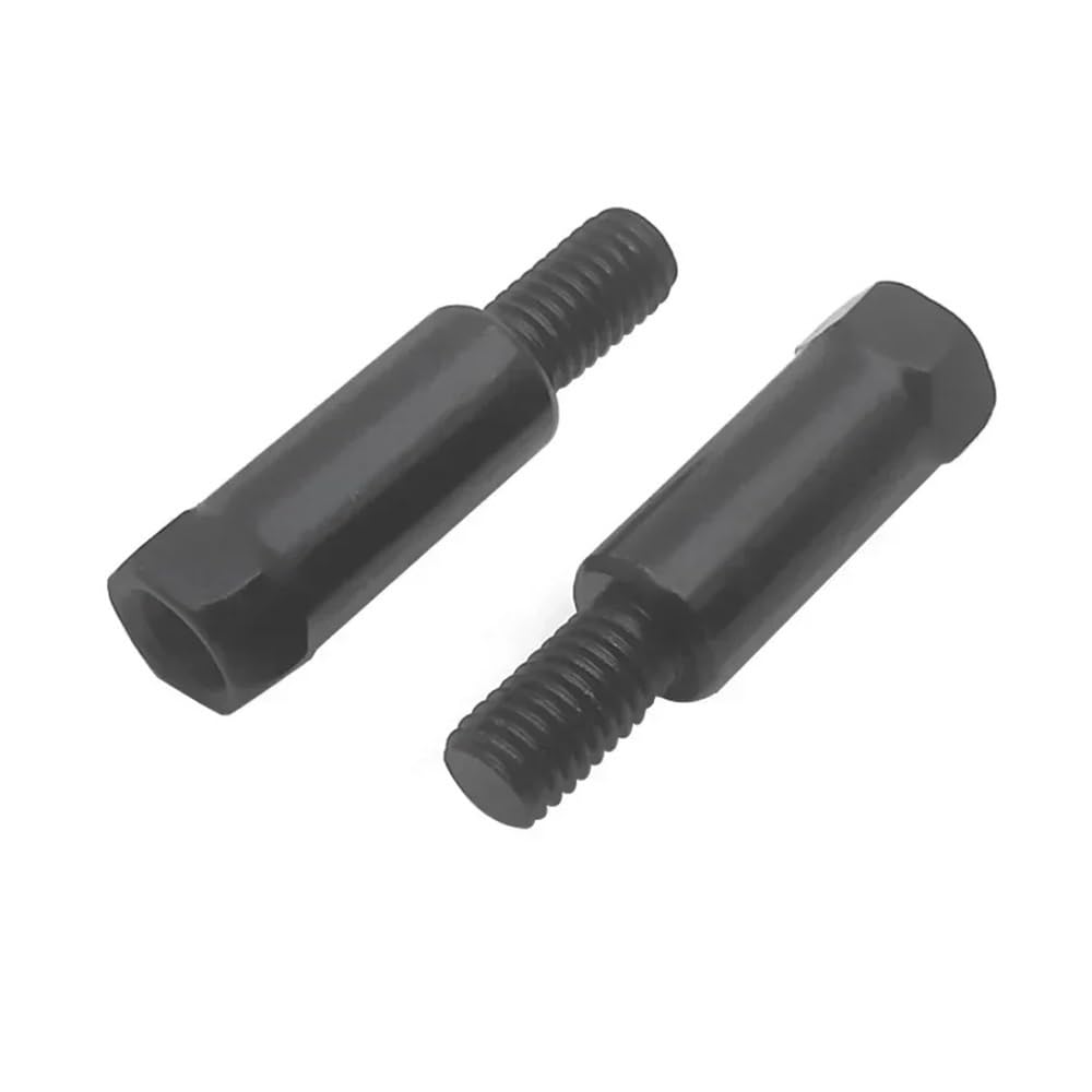 1 Pair Long Black Silver Motorcycle Rear Mirror Adapter Fits M8 8mm Clockwise Counterclockwise