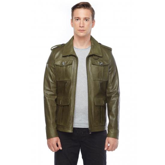 

Мужские Куртки Ares Натуральная Кожа Мужская Кожаная Куртка Зеленая Slim Fit