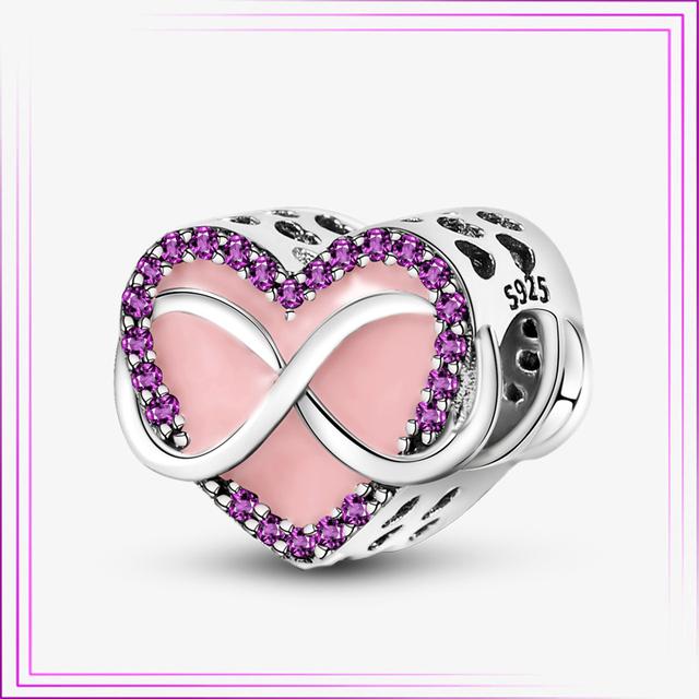 925 Sterling Sølv Hjerte Blomst Luftballong Flamingo Rosa Sjarm Plata De Ley Bil Katt Perle DIY For Originalt Armbånd Smykker