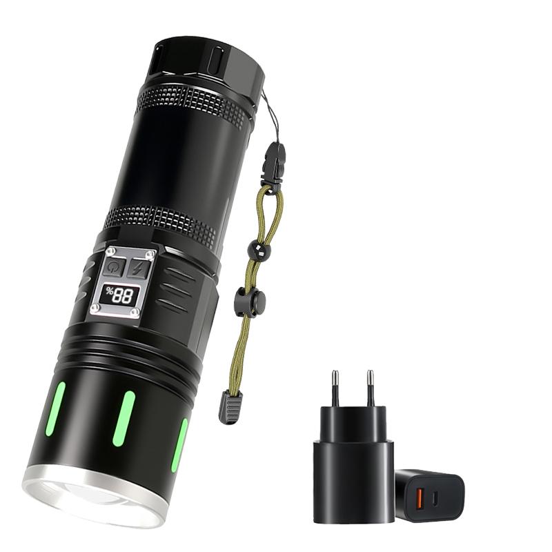 High Power 20W LED Flashlight 1000 Lumens Rechargeable Zoomable Flashlight Outdoor Fishing Camping Emergency Torch Power Bank