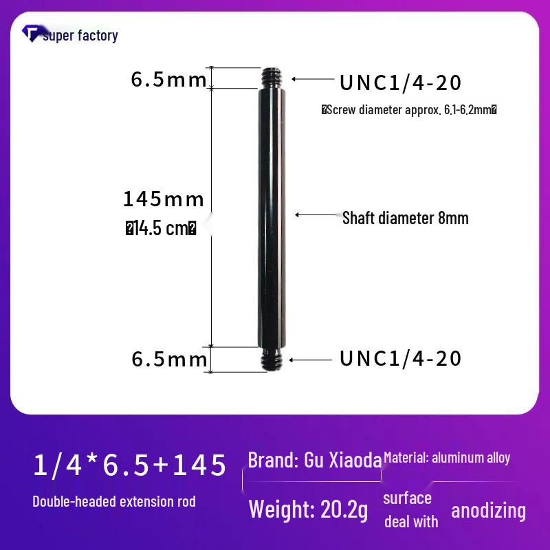 Aluminum Alloy Tripod Extension Rod with 1/4 Screw and 3/8 Interface for Light Stands and Camping