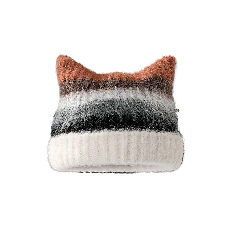 

Funny Cat Beanie with Ear Animal Hat Accessories Women Winter Cute Ears Hats Plush Knitted Snow Ski Warm Crochet Skull Cap onesize