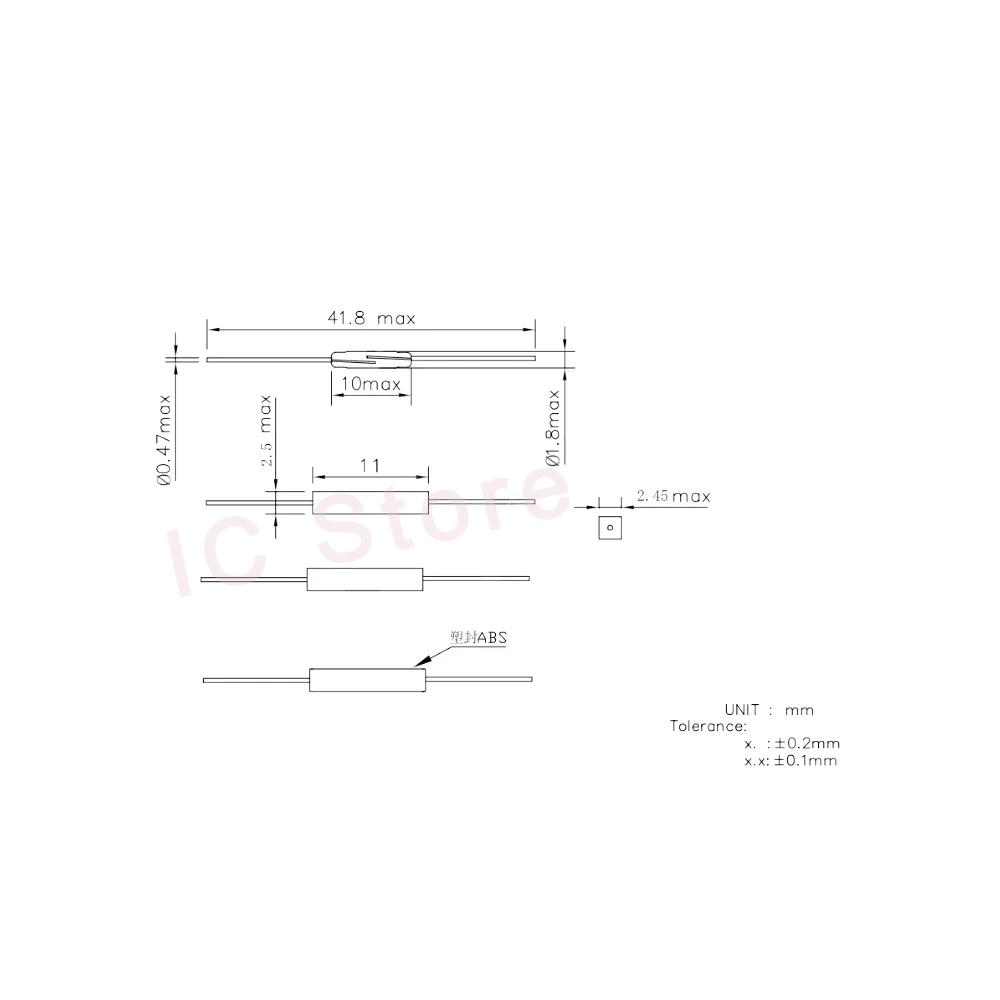 50PCS Reed Switch GPS-11A 11mm Plastic Anti-Interference Normally Open Magnetic Control Switch