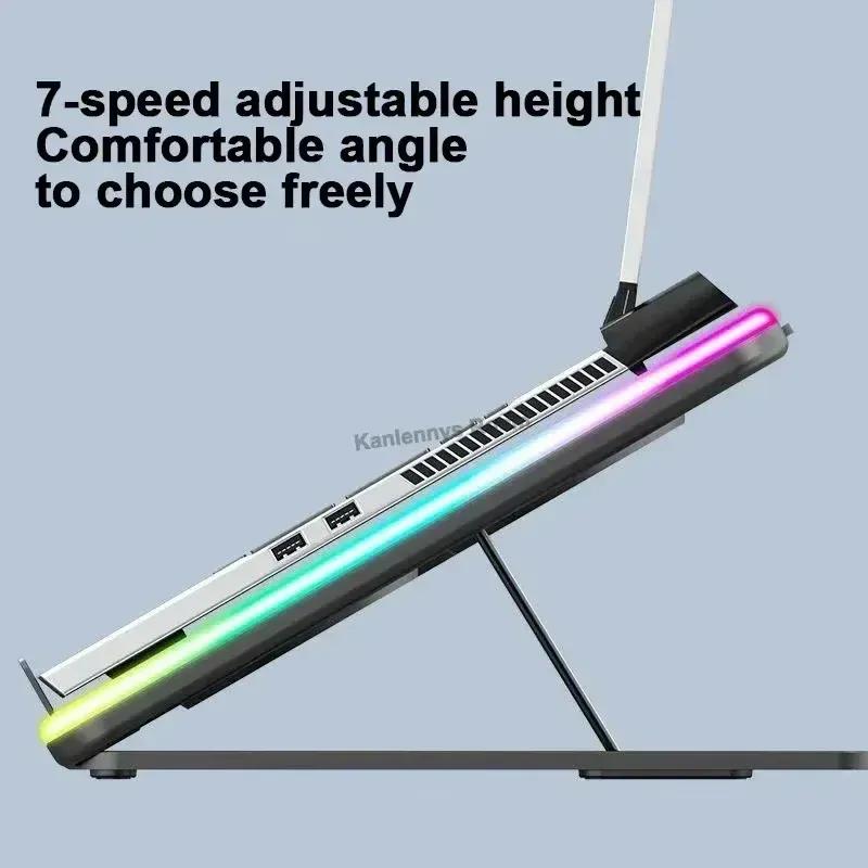 F36 Gaming Laptop Cooling Pad W/ 5 Fan Dual USB LED Screen Laptop Notebook Cooler Stand for 11-17.3'' 7 Angle Adjustable Bracket
