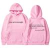 Women'S Shoulder Sleeve Fleece Sweater Plain Letter Print Kangaroo Pocket Drawstring Print Hoodie