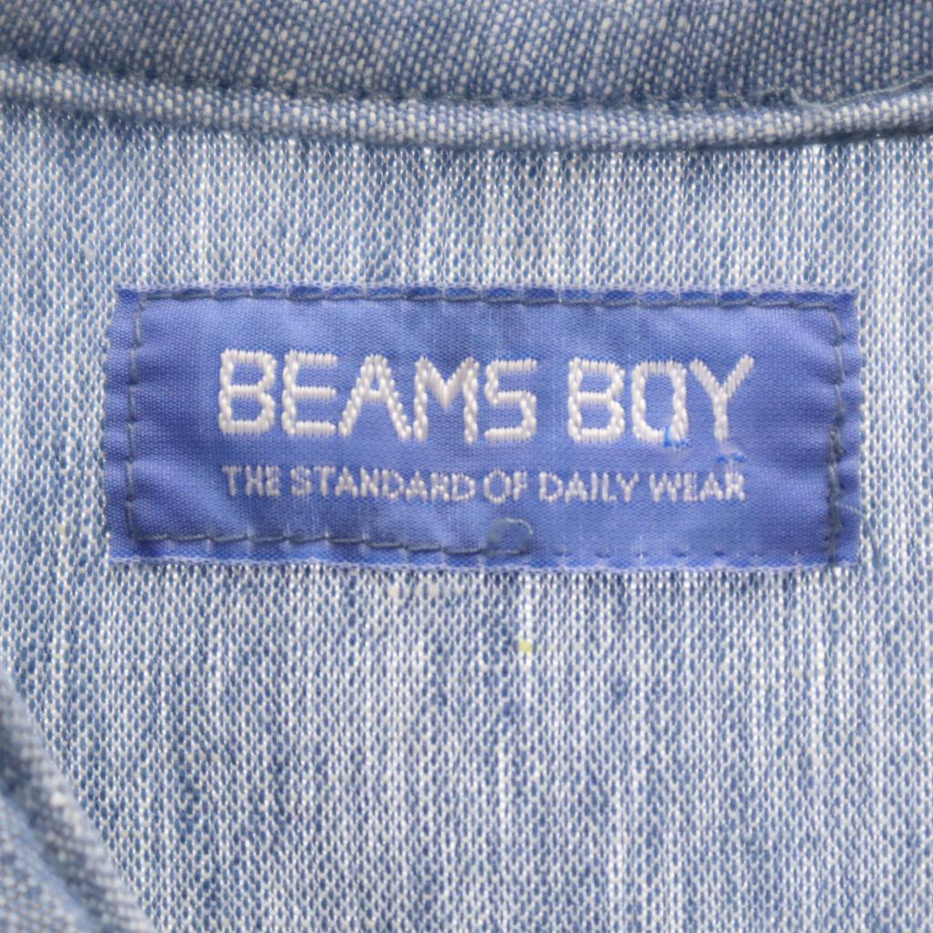 BEAMS BOY Five-quarter Sleeve Frill One Piece Blue Women Used