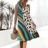 Plus Size V Neck Sleeveless Dress Misty River Valley Ink Print For Lakeside Leisure Trip