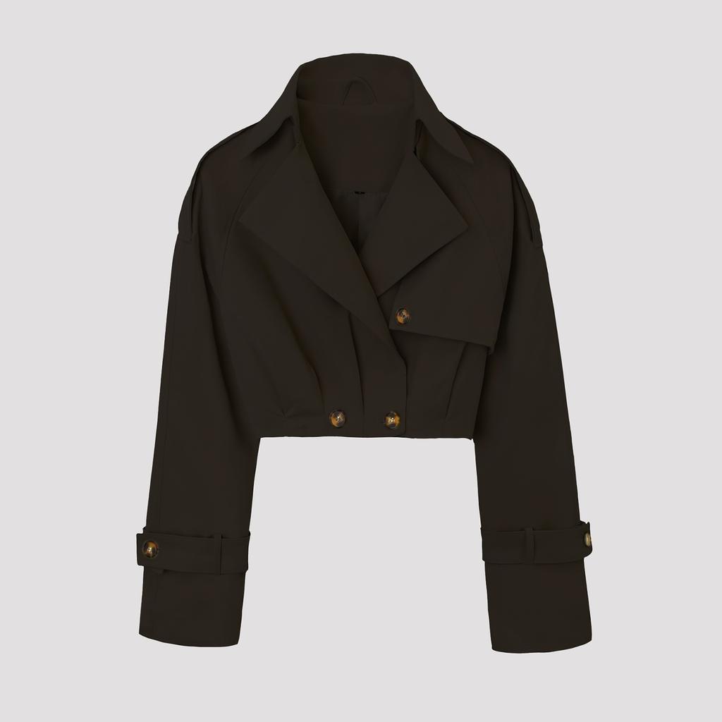 Damenbekleidung 2026 Frühling und Herbst Europäischer und Amerikanischer Stil Doppelkinn Langarm Zweireihig Kurzer Trenchcoat Damen Kurzer Trench