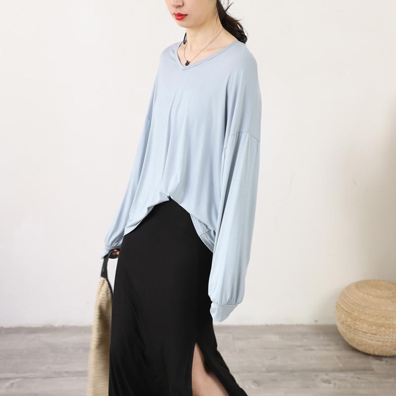 Loose V-neck Long Sleeve Women's Sun Protection T-shirt - Plus Size Summer Riding Top, Korean Style