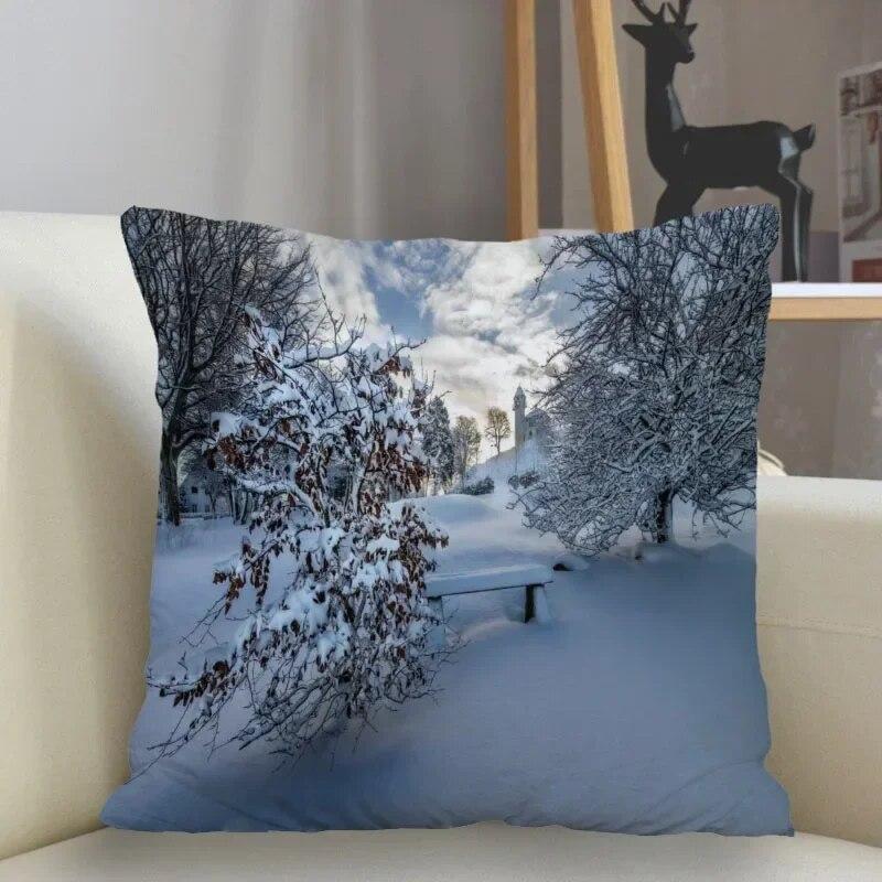 Snow Pillowcase Square  Zipper