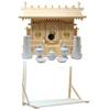Matsuyama Shinto Butsugu Store Shinto Shrine, Three-Shrine, Small, with Through-Roof, Shinto Mirror, Shelf Set, and Cloud Stickers. Made In Japan from