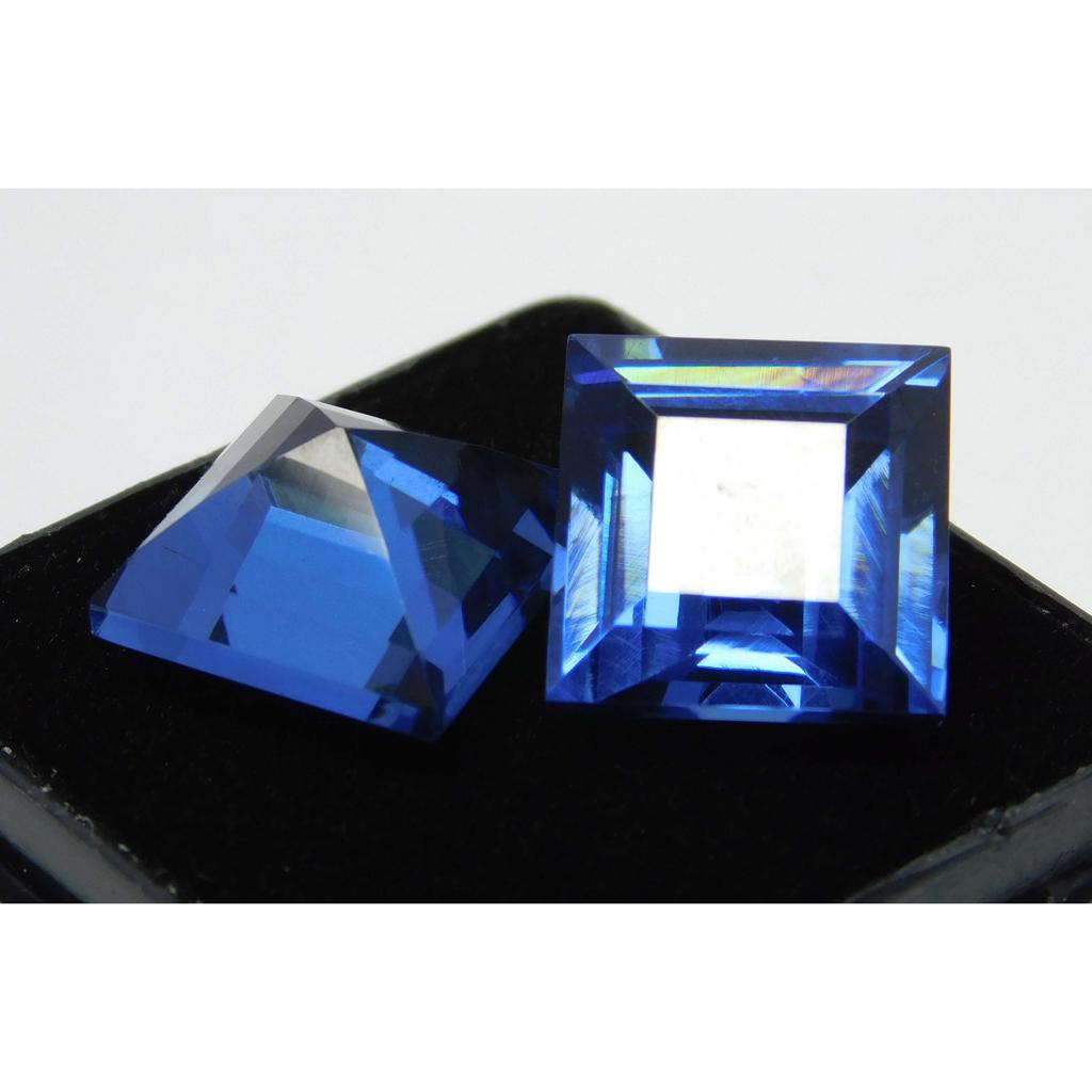 Natural Blue Sapphire Loose Gemstone 20.50 ct Pair Square Shape September Birthday Birthstone
