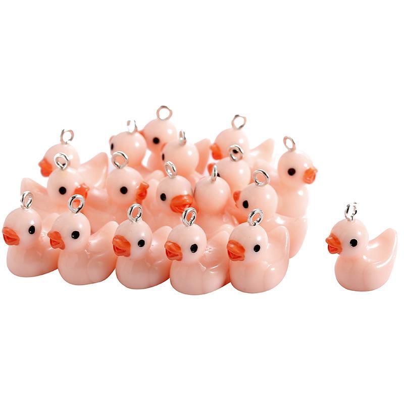 50 Pcs Diy Resin Duck Pendant Cute Animal Charms for Necklace Bracelet and Keychain Couple Family Keychain Pendant