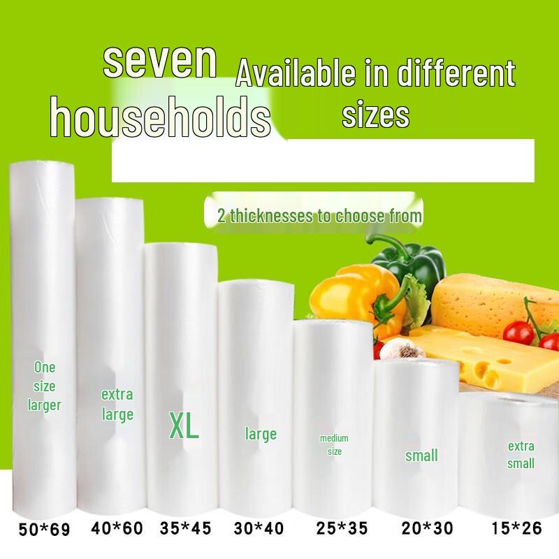 Zhishi Thickened Household Food Storage Bags (3 Rolls, S/M/L)
