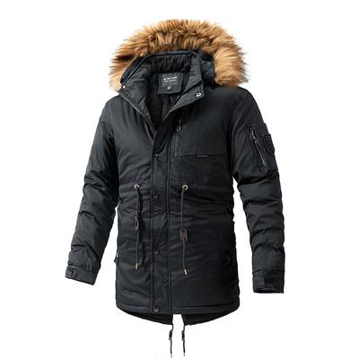Herren-Winter-Plüschmode, lässig, warm, Windjacke mit Kapuze und Kragen-Stil