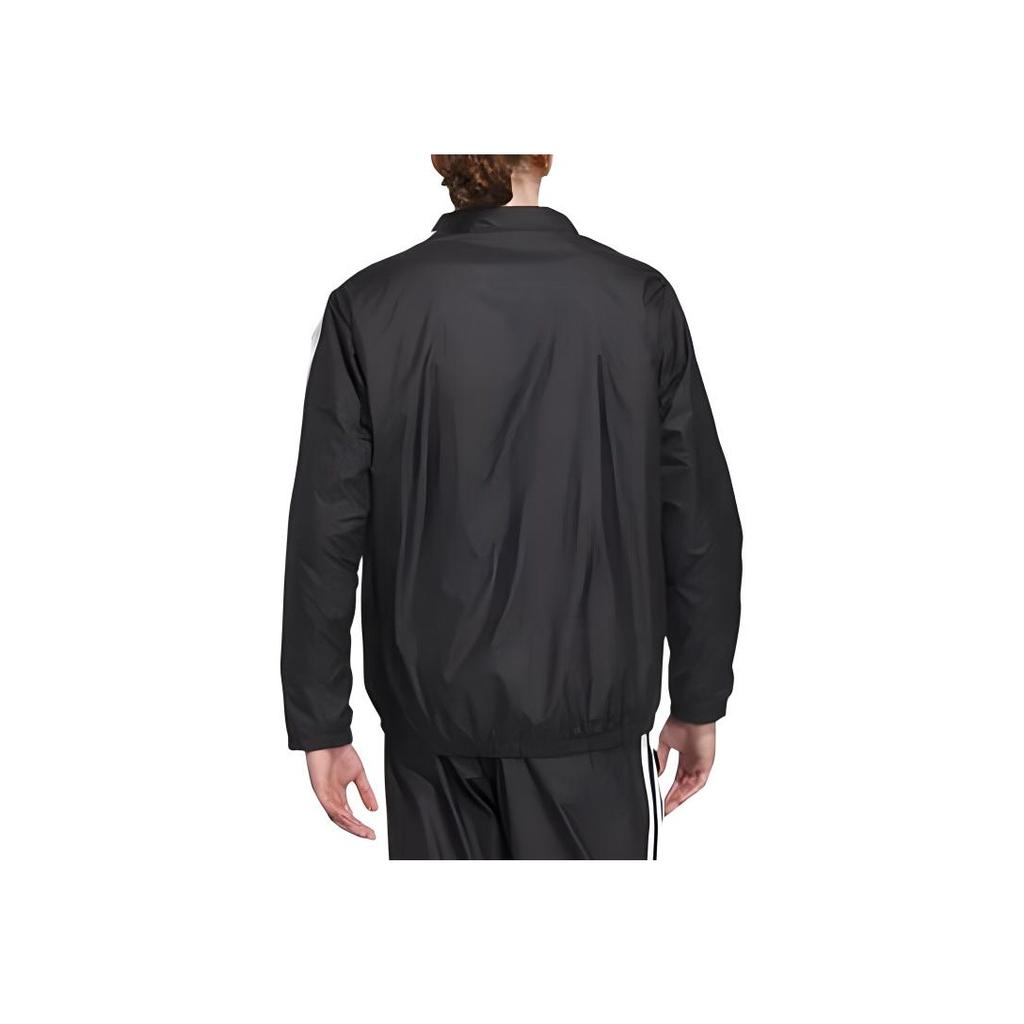 adidas Logo a Tre Strisce Vintage Sportiva Collo Alto Stampata Zip Manica Lunga Giacca Giubbotti Uomo Nero IK7335