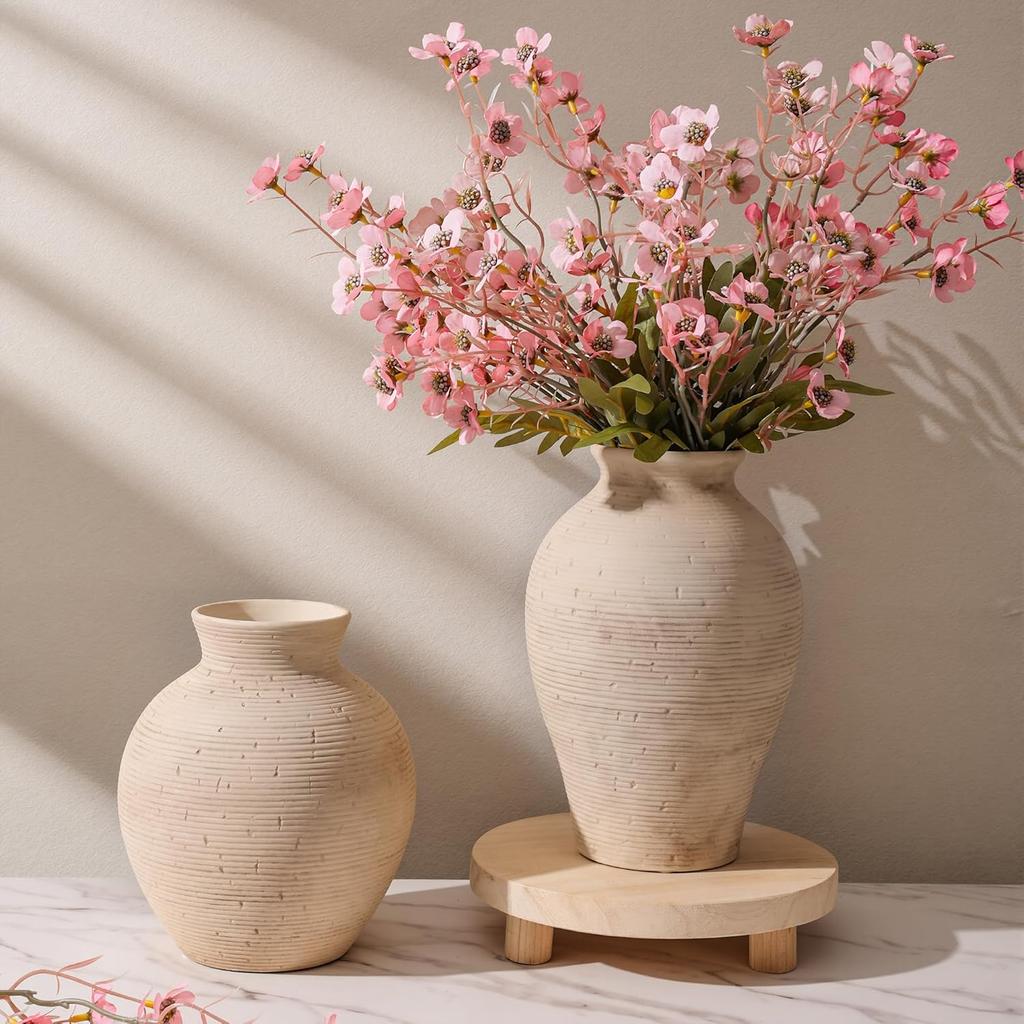 Keramisk Blomster vas Heminredning, 9 tum Gårdsstil Bordsvas Retro Vintage Vardagsrum Kök Sovrum Dekoration Keramik Dekorativa Vasar HP-FG001