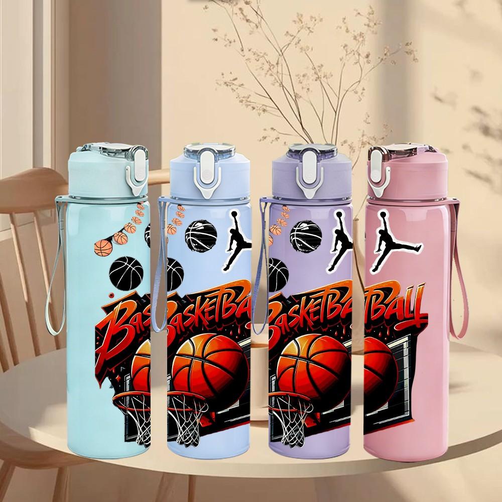 1 PZ Giocatore di Pallacanestro Dinamico Sportivo Pop Art 750ml Colore Plastica Borraccia Sportiva Anti-perdita Tappo a Flip con Cannuccia Adatto per Sport Ufficio Uso Domestico