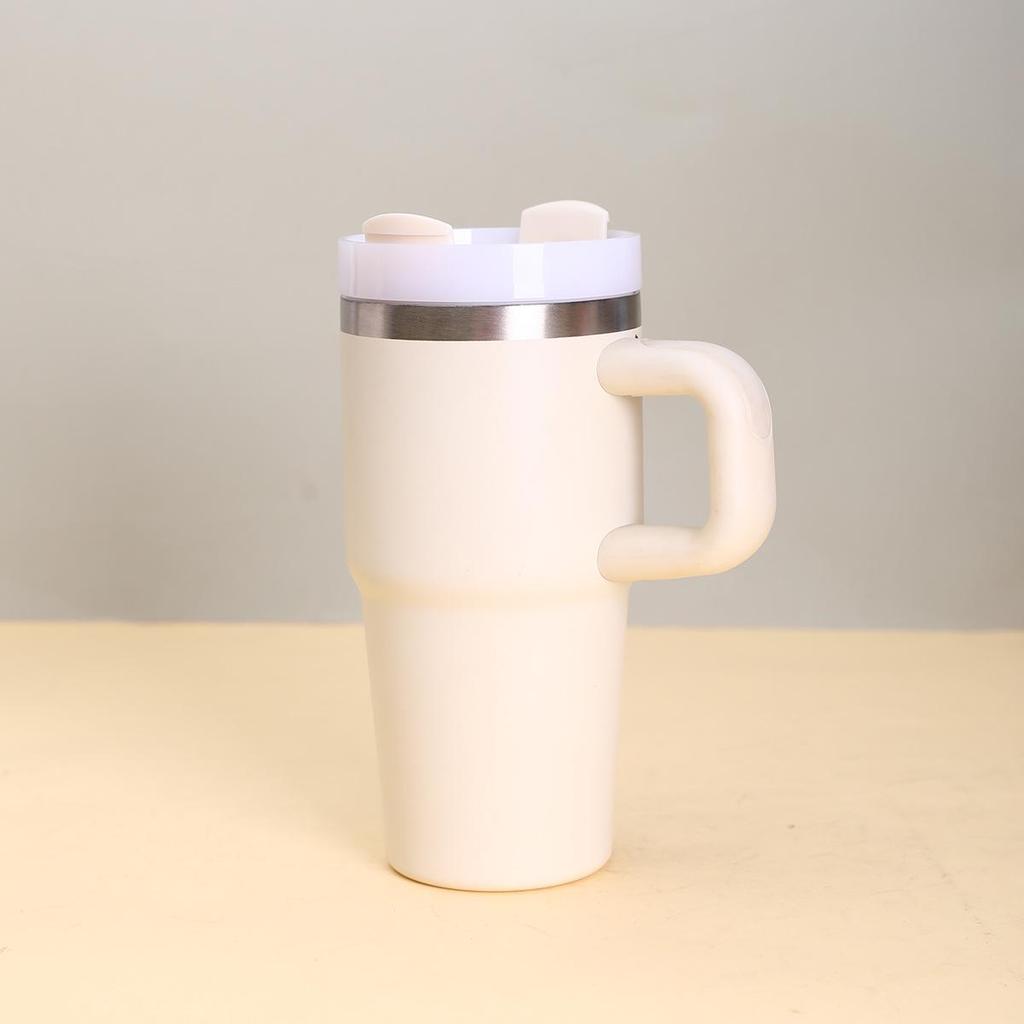 Tazza da auto in acciaio inossidabile da 20 oz con manico e cannuccia, Raffreddatore di ghiaccio termoisolato per bambini