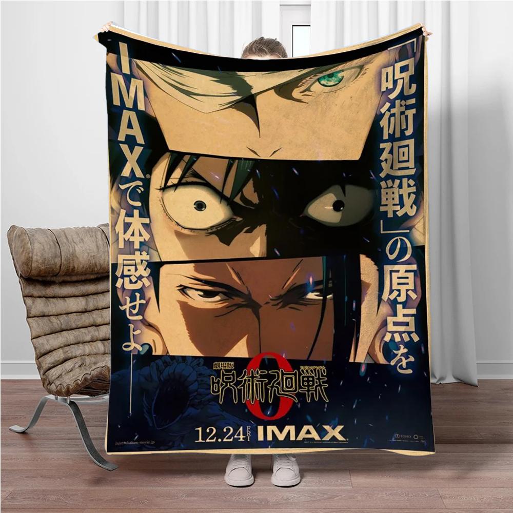 Vintage Anime J-Jujutsu-Kaisen Flannel Blankets Keep Warm Throw Blanket Comfortable Blanket for Picnic Beds Sofa Home Bedroom
