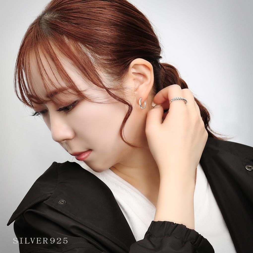 [Shinjuku Gin No Kura] Simple Half Hoop Sterling Silver 925 Earring, Single Ear, Basic Ring Earring, Round Top, Mirrored Finish