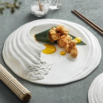 Fuzja koncepcji artystycznej fali zastawa stołowa ceramiczna zastawa stołowa w stylu zachodnim płaski specjalny kształt hotel zaawansowany zestaw talerzy do zimnych dań