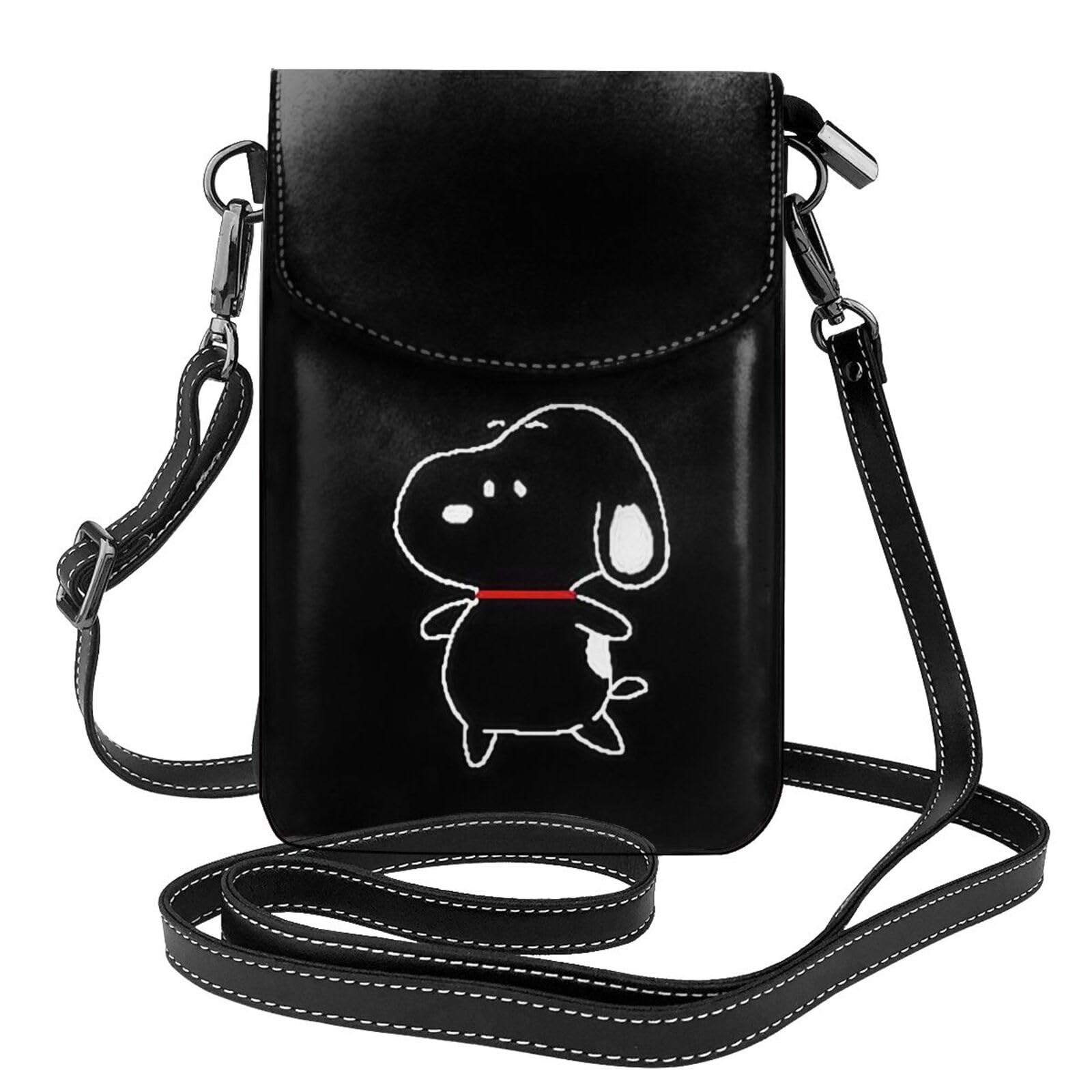 

[MINIER] Snoopy smartphone pouch, genuine leather, for women and men. This slim, lightweight, and popular mini pouch can be used as a crossbody bag
