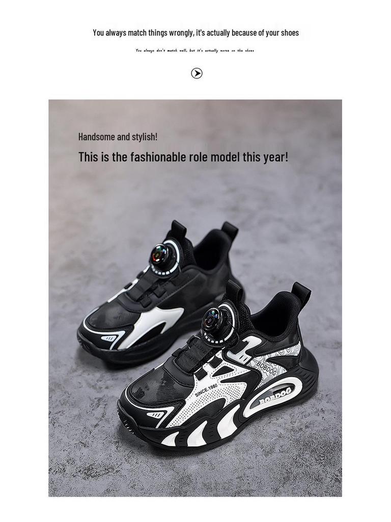 Babudou Boys' Waterproof Sports Shoes - Spring 2026 Double Mesh Casual Sneakers for Kids