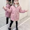 Winter Thicken Girls Jacket Fashion Warm Long Parkas Hooded Outerwear Kids