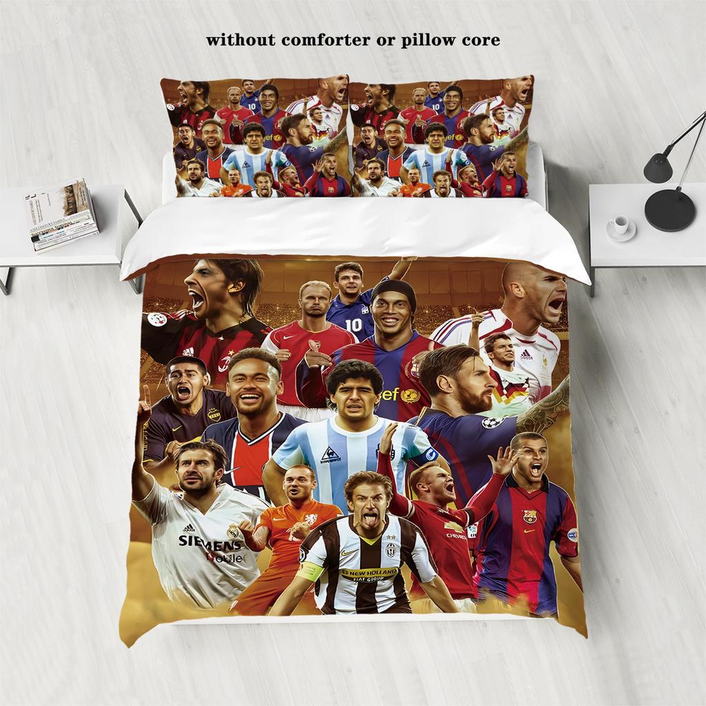 Star Polyester Three-Piece Set Bedding Quilt Cover Pillowcase 90G Sanded Cloth Digital Printing