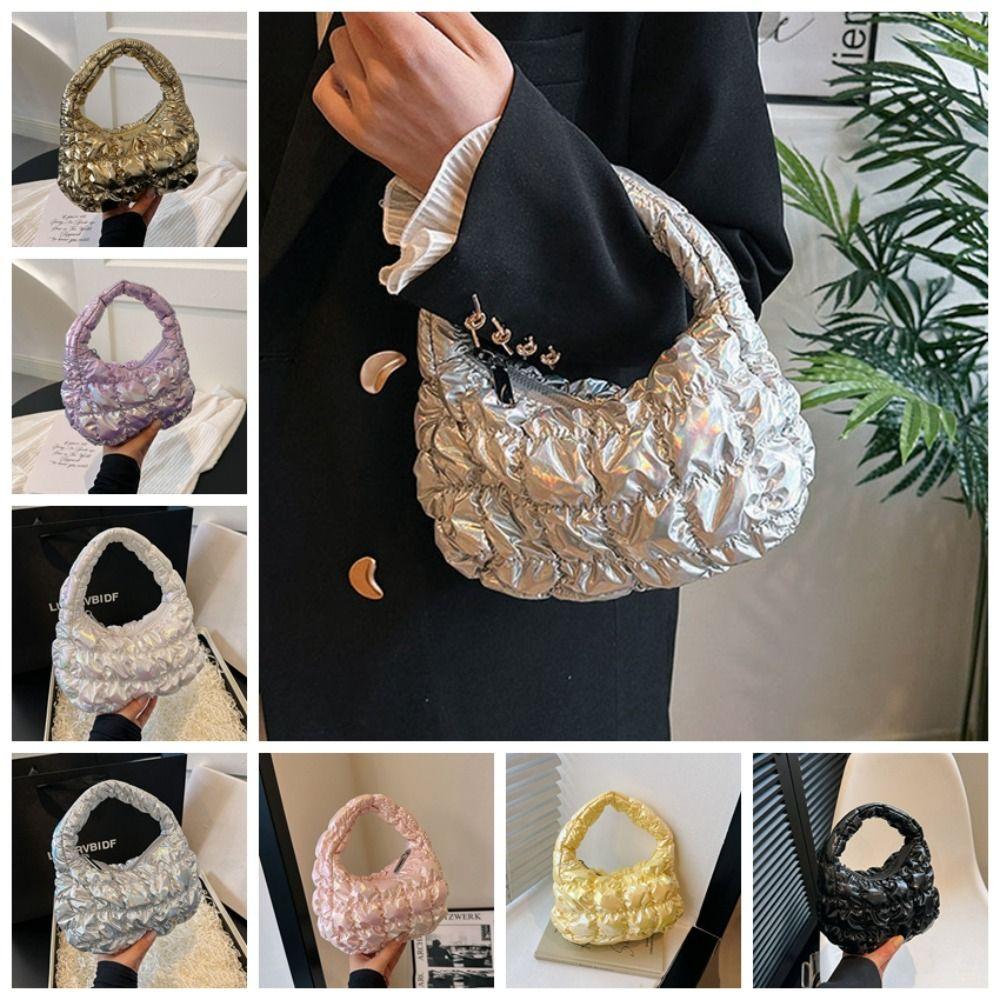 Mini Cloud Bubble Handbag Nylon Underarm Bag Sweet Pleated Cloud Bag  Office Worker