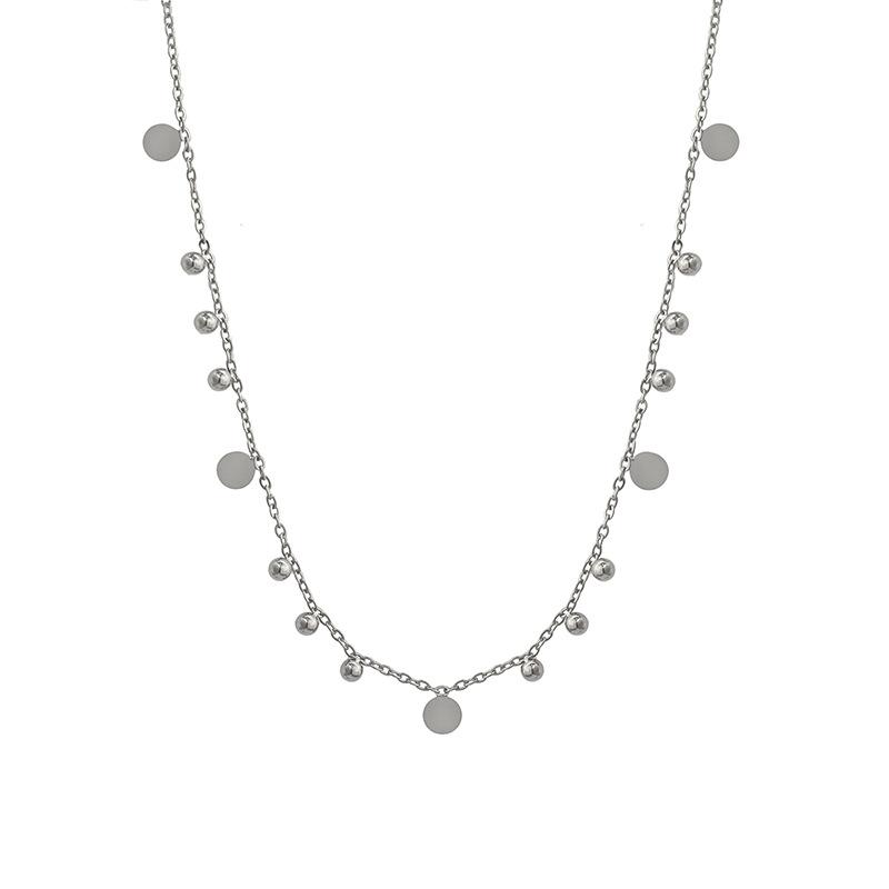 Versatile Titanium Steel Women'S Light Luxury Niche Clavicle Chain Small Disc Shines Personalized Annual Tide Accessories