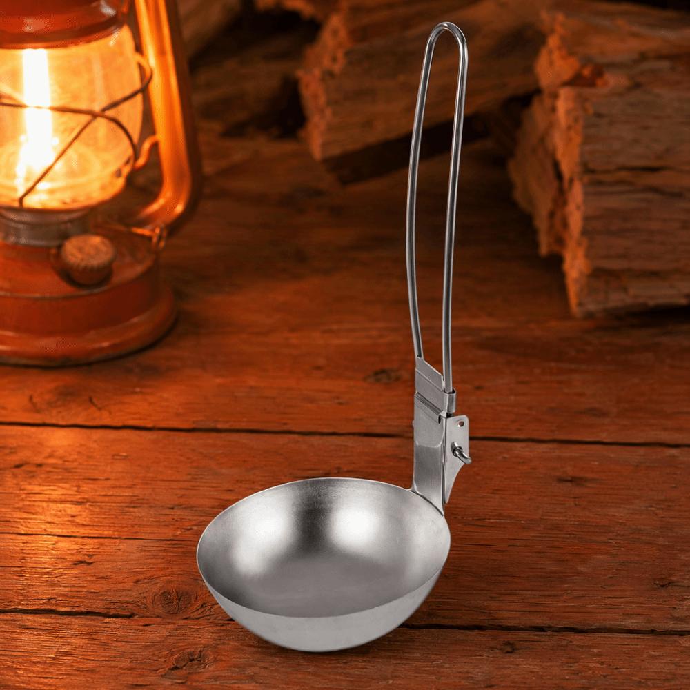 Long Handle Slotted Spoon Collapsible Serving Utensil Long Handle Soup Ladle Outdoor Camping Spoon