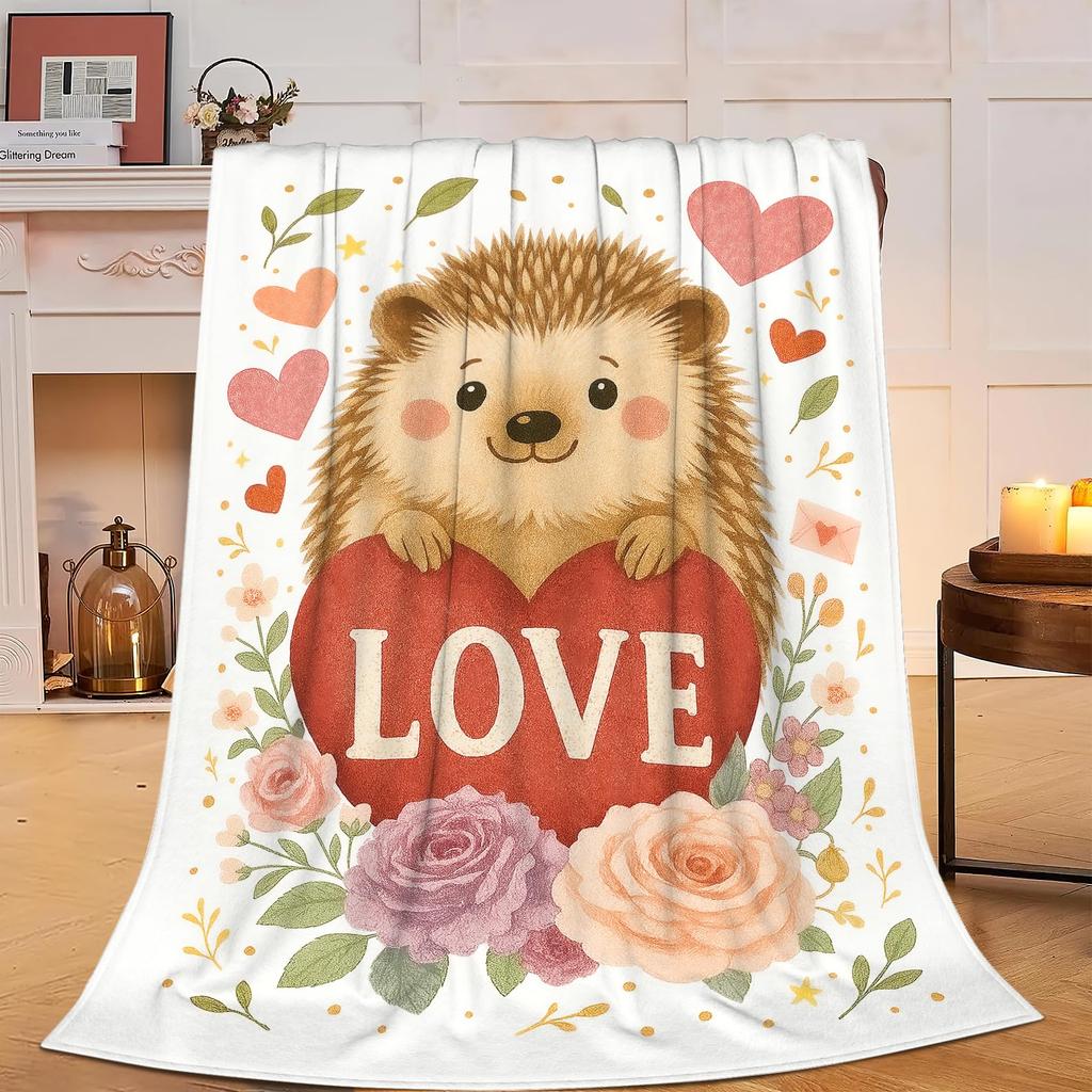 Cute Hedgehog Throw Blanket Super Soft Cozy Lightweight Fuzzy Comfy Flannel Blanket Plush for Couch, Sofa, Bed, Travel, Camping