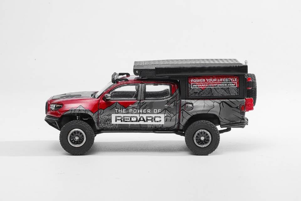 Gaincorp Products 1/64 Scale Toyota Tacoma TRD Pro 2022 (Camper Van) Red/Art Finished Product KS076-530