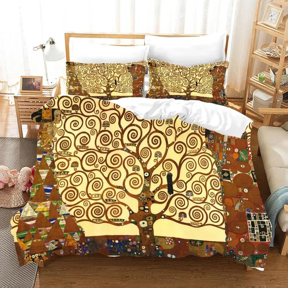 2/3 Pieces Angel Oil Painting Bedding Set Ancient Art Duvet Cover Cartoon Warm Bed Quilt Cover Kids Bedroom Bed Cover Set Green