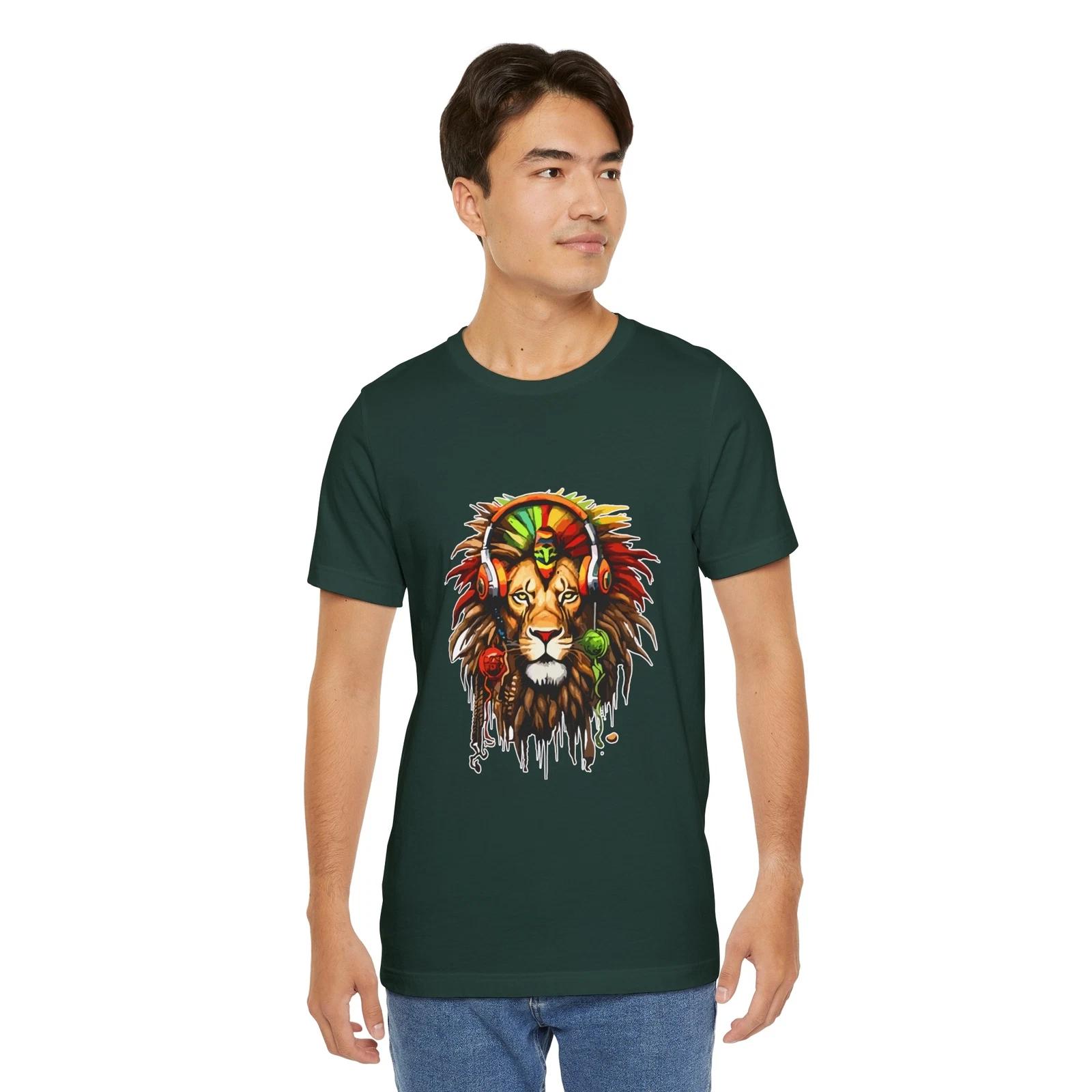 RASTA LION MUSIC LOVER AWESOME TRENDY GRAPHIC T SHIRT Unisex Jersey T-Shirt 2XL