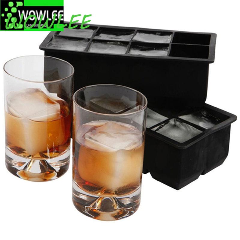 Livsmedelsgodkänd Silikon Iskubsform, Jumbo Stor Fyrkantig Bricka, DIY Form, Svart Form, Köksaccessoarer, 8 Stora Fack