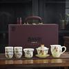 The whole set of jade tea set, household hoverable cover bowl set, gift box, kung fu tea set, business gift set, souvenir gift
