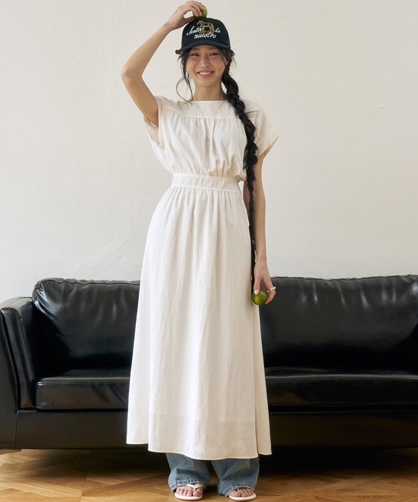 Moleubeu13 Sage Pure Shirring Dress (Ivory)