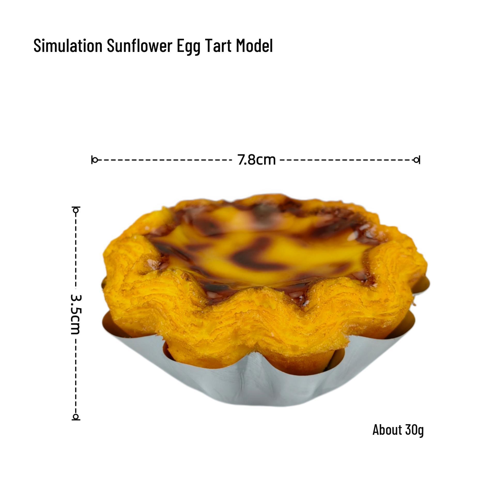 Realistic Portuguese Sunflower Egg Tart Model: Dessert Display Ornament & Photography Prop