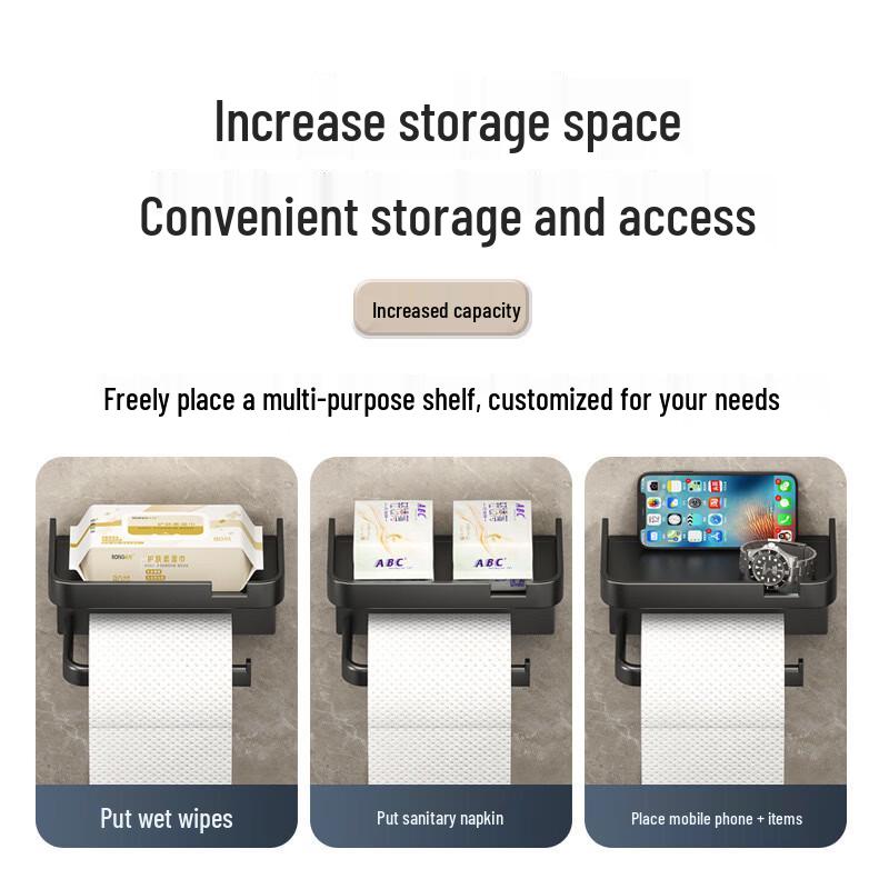 Wall-Mounted Toilet Paper & Tissue Box with Phone Holder